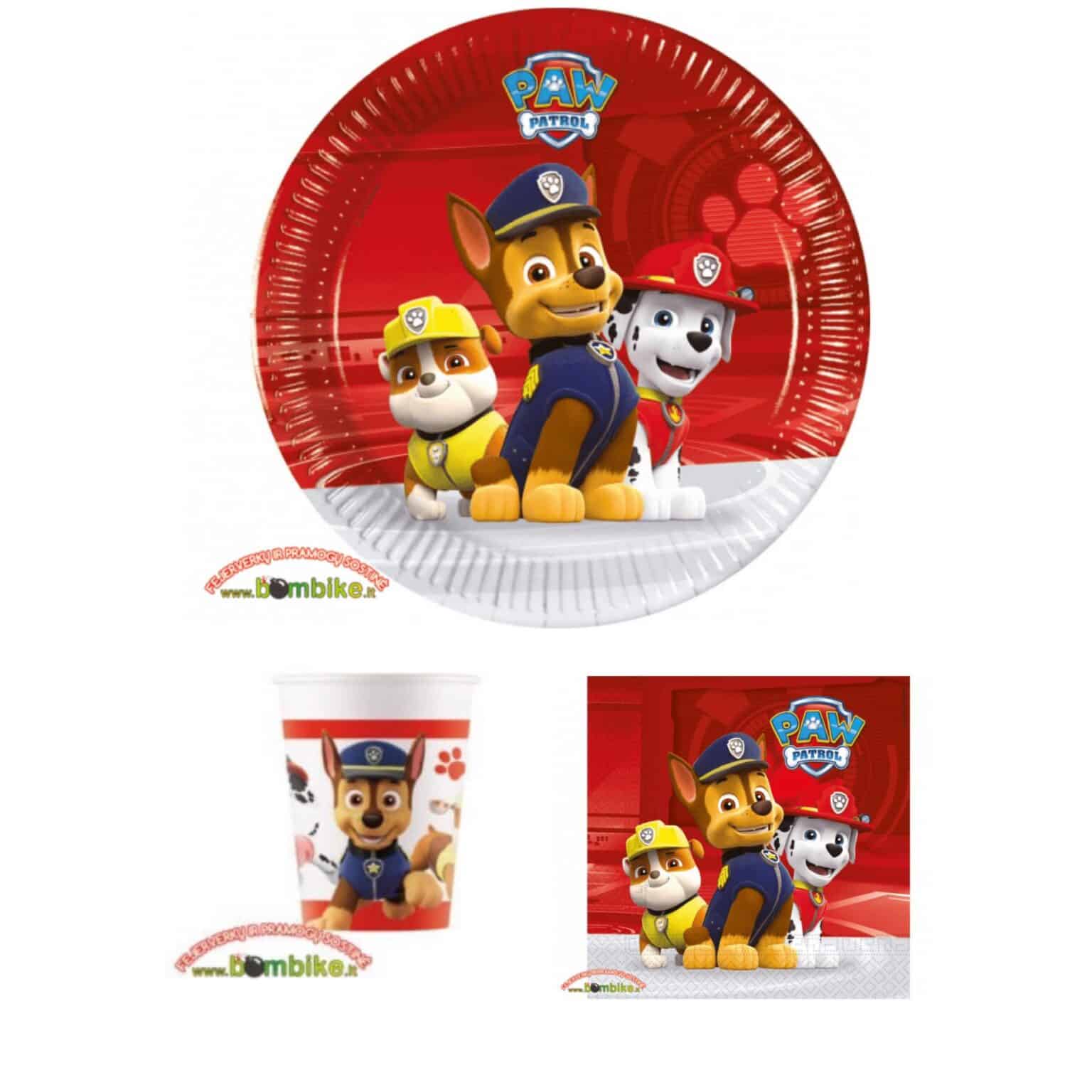 Servetėlių, puodelių ir lėkštučių rinkinys „Šuniukai Patruliai“