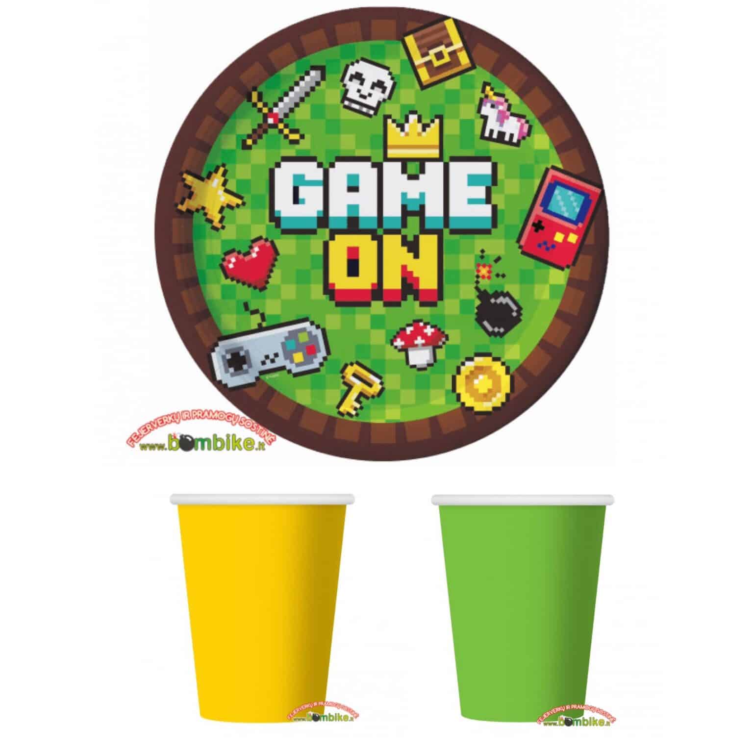 Puodelių ir lėkštučių rinkinys „Game on“