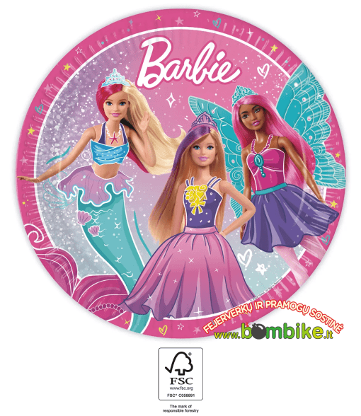 Popierinės vienkartinės lėkštutės „Barbie“