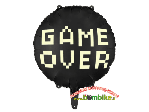 Folinis apvalus balionas ,,Juodas GAME OVER"