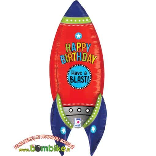 Folinis balionas „4D Raketa Happy Birthday“