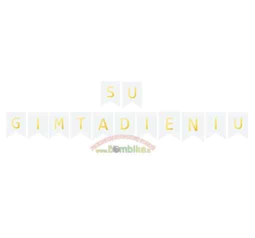 Popierinių vėliavėlių girlianda „Su gimtadieniu”