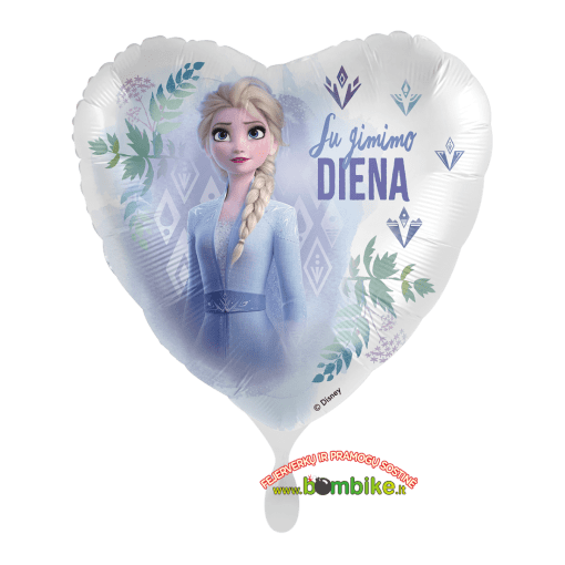 Folinis širdelės formos balionas „Su gimimo diena Frozen“