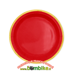 Popierinės lėkštutės „Raudonos su auksiniu krašteliu”