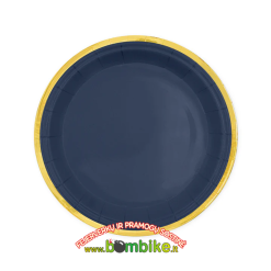 Popierinės lėkštutės „Tamsi pilka su auksiniu krašteliu”