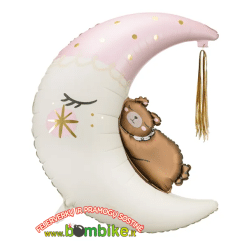 Folinis balionas „Rožinis mėnulis su miegančiu meškučiu“