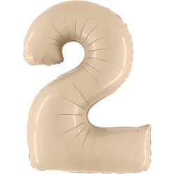 Kreminės spalvos folinis balionas skaičius „2”