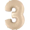 Kreminės spalvos folinis balionas skaičius „3”