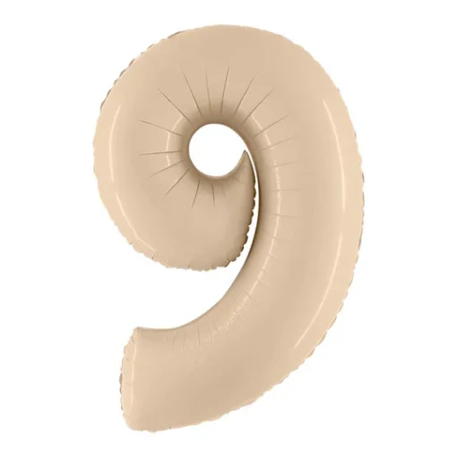 Kreminės spalvos folinis balionas skaičius „9”