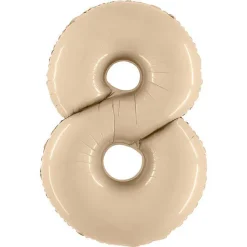 Kreminės spalvos folinis balionas skaičius „8”