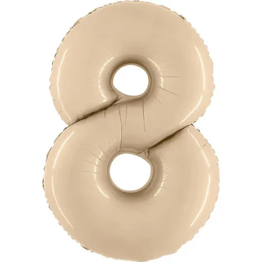 Kreminės spalvos folinis balionas skaičius „8”