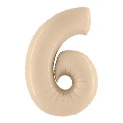 Kreminės spalvos folinis balionas skaičius „6”