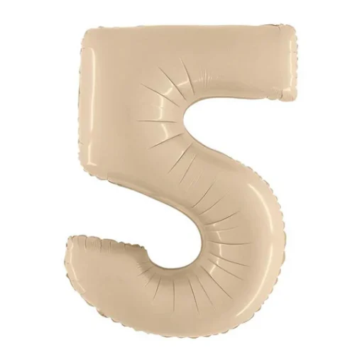 Kreminės spalvos folinis balionas skaičius „5”