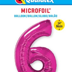 "Qualatex" folinis balionas rožinis skaičius "6"