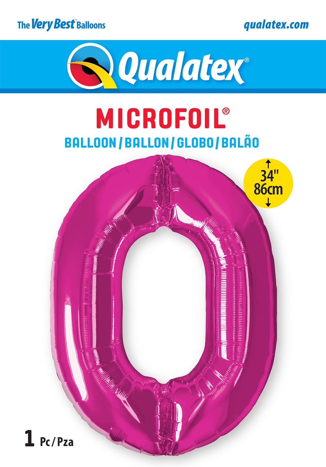 "Qualatex" folinis balionas rožinis skaičius "0"