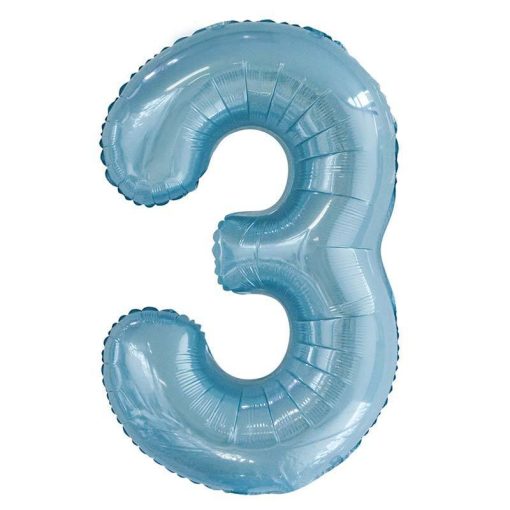 Šviesiai mėlynas folinis balionas skaičius "3"