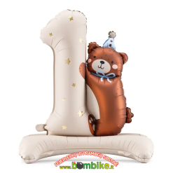 Pastatomas skaičius su meškučiu „1”