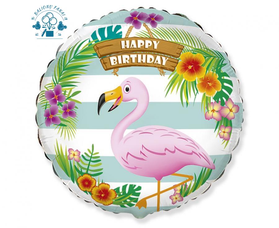Folinis balionas su heliu "Happy birthday flamingas" 1 vnt.