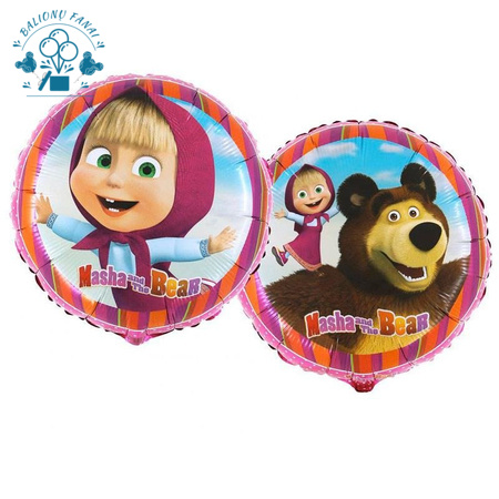 Folinis balionas su heliu "Maša ir Lokys" dvipusis 1 vnt.