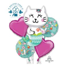 Folinių balionių rinkinys su heliu "Katė - undinė" 5 vnt.