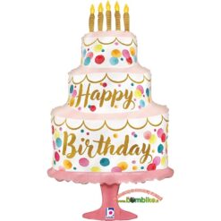 Folinis balionas „Rožinis tortas - happy birthday”