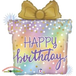 Folinis balionas „Holografinė dovana - happy birthday”
