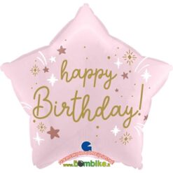 Folinis balionas „Rožinė žvaigždutė happy birthday”