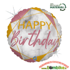 Folinis balionas "Marmurinis rožinis happy birthday"