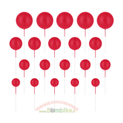 Raudoni burbuliukai tortui dekoruoti