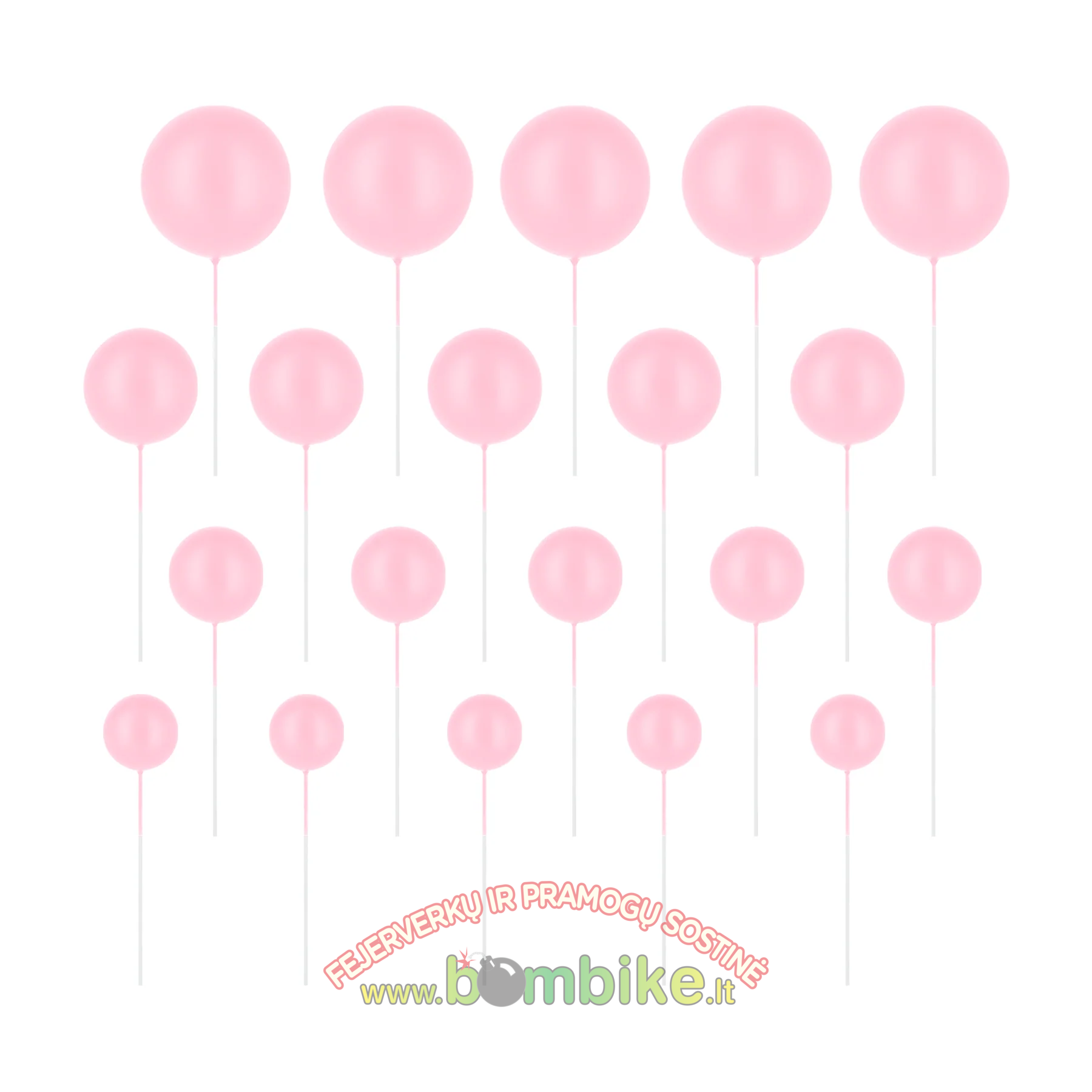 Pasteliniai rožiniai burbuliukai tortui dekoruoti