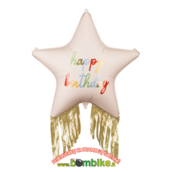 Folinis balionas „Žvaigždė su kutais - happy birthday“