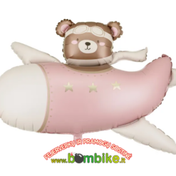 Folinis balionas "Meškutis rožiniame lėktuve"