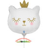 Folinis mini 14" balionas „Balta katytė su karūna”